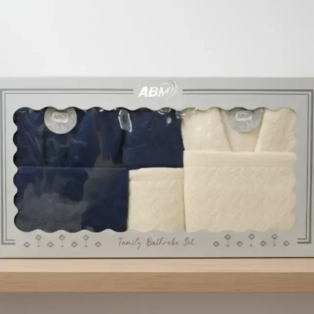 Coffret 2 capes de bain et 2 Serviettes - Blue blanc 
