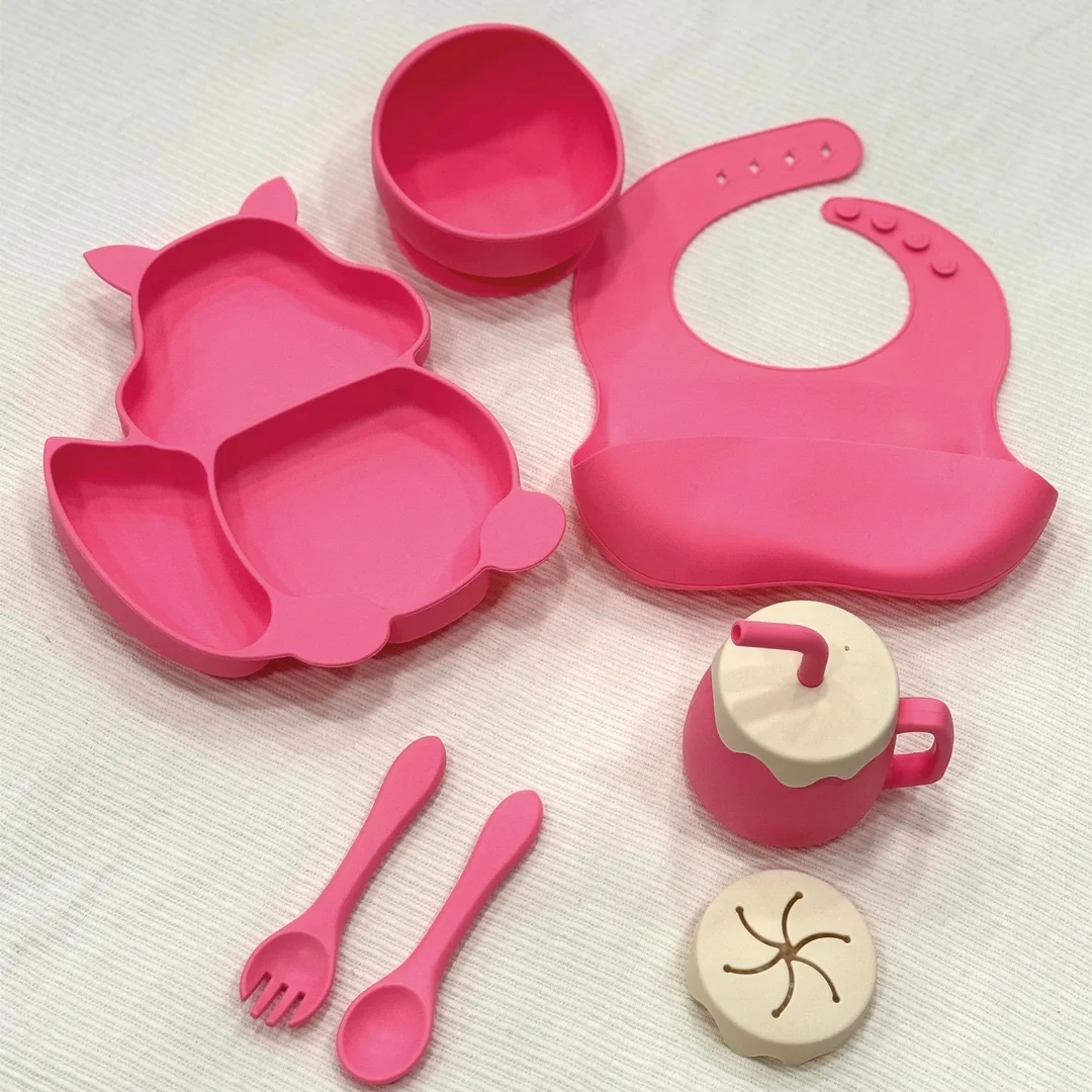 Set Repas Bébé en Silicone 9 Pièces Incassables