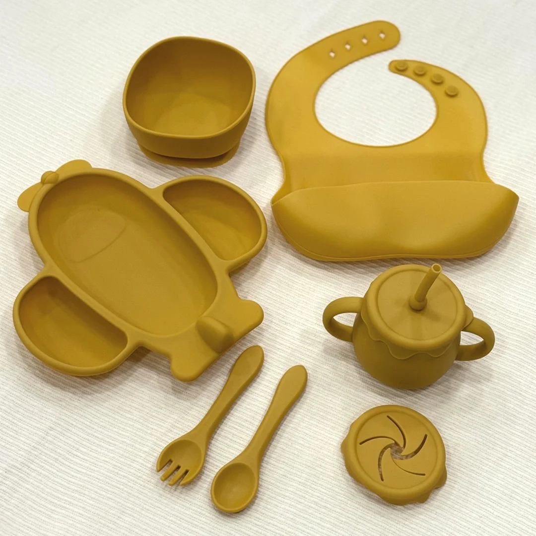 Set Repas Bébé en Silicone 7 Pièces Incassables