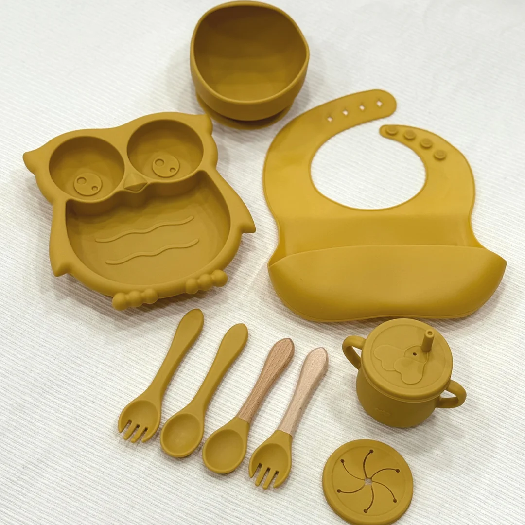 Set Repas Bébé en Silicone 9 Pièces Incassables