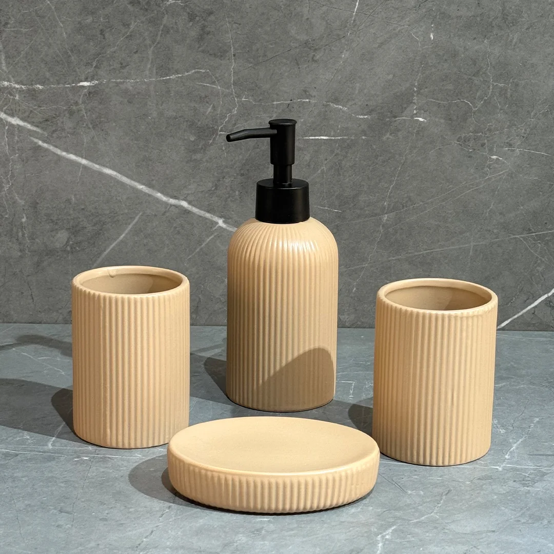 Ensemble d'Accessoires De Salle De Bain 4 Pièces En Céramique