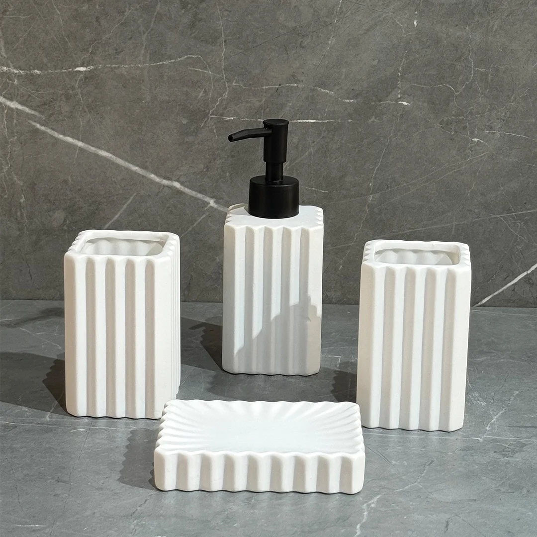 Ensemble d'Accessoires De Salle De Bain 4 Pièces En Céramique
