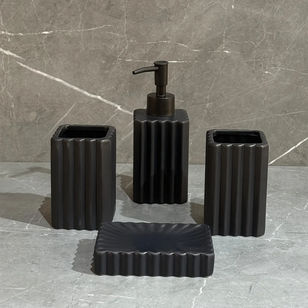Ensemble d'Accessoires De Salle De Bain 4 Pièces En Céramique