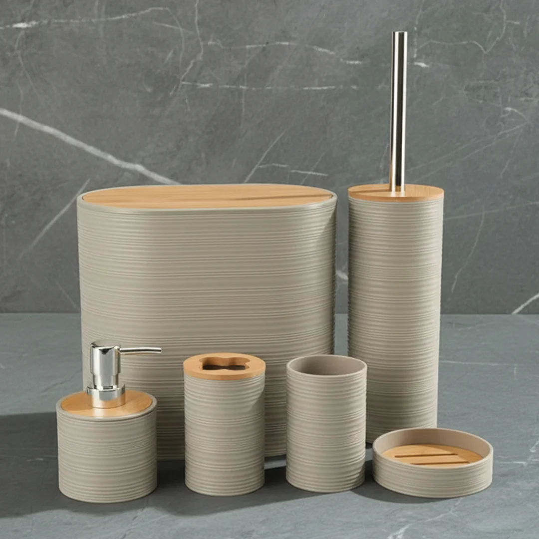 Serie Salle De Bain 6 Pièces En Plastique - Beige