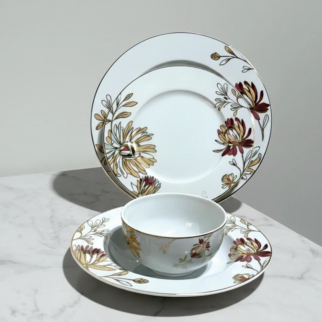 Service à Table 24 Pièces en Porcelaine Fine